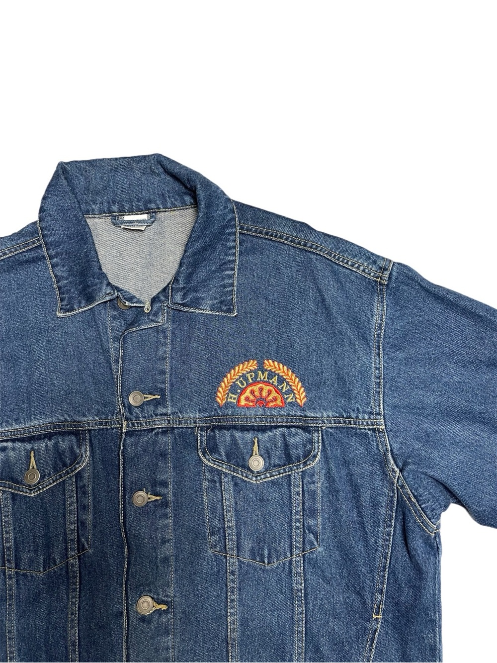 Mens Vintage 1995 H. Upmann Denim Embroidered Cigar Jacket - Picture 2 of 7
